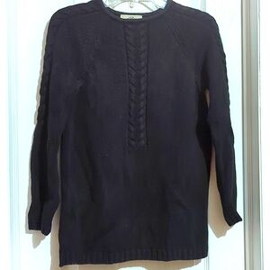 Heavy Black Pullover Cable Knit Sweater, Juniors Size M